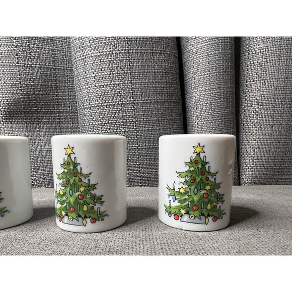 Vtg Taper Candle Holders Mini Christmas Trees Funny Design West Germany Lot of 5 - Picture 8 of 11